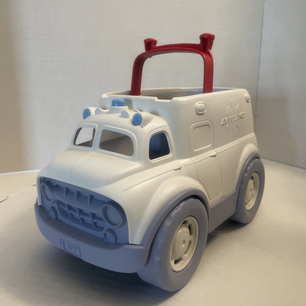 Green Toys Ambulance With Tilt Up Handle Rolls Great USA - Picture 4 of 13